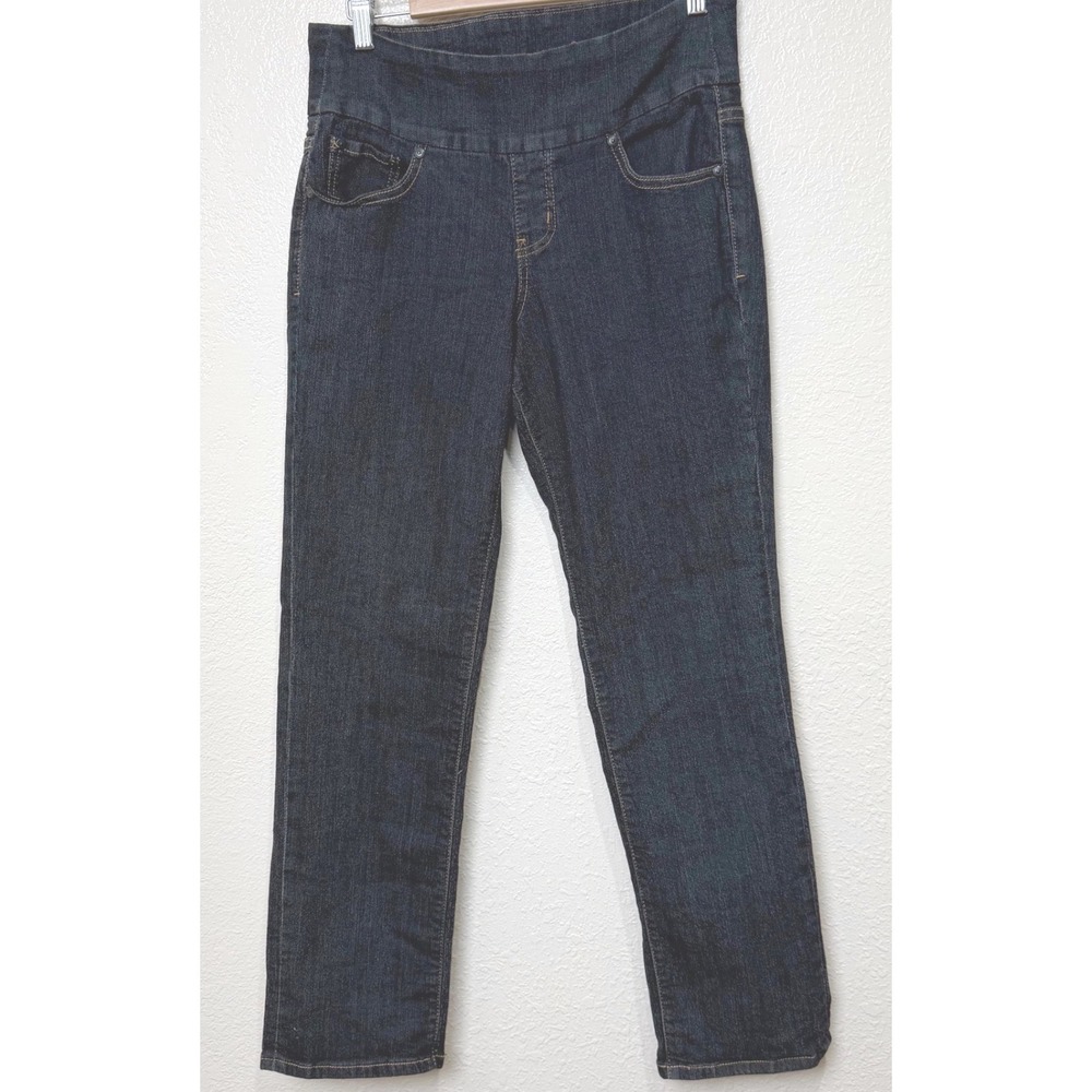 Jag Jeans Peri Pull On High Rise Straight Leg Jean Dark Wash Indigo Short 10S